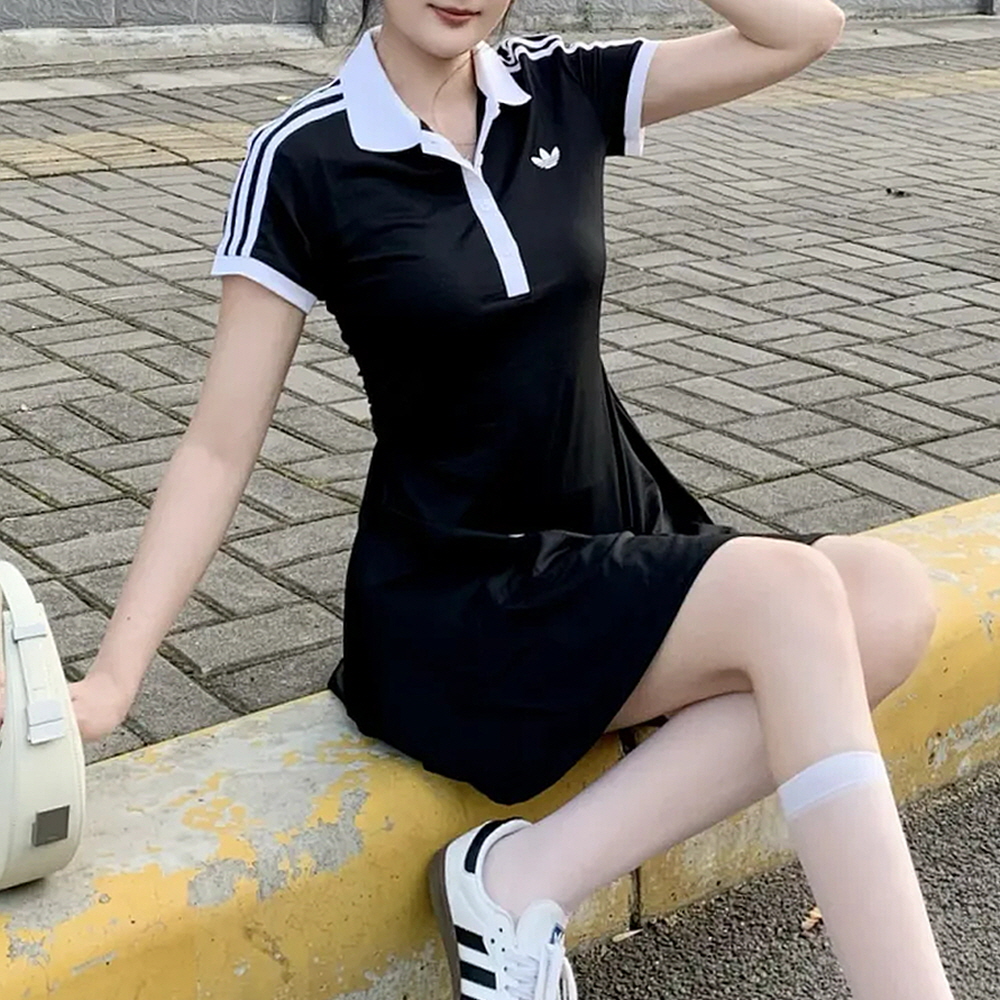 아디다스 우먼스 오리지널 클래식 슬림핏 반팔 원피스 드레스 블랙 LG4962 캐주얼룩 스포티룩 여성캐주얼 - 상세 이미지 4