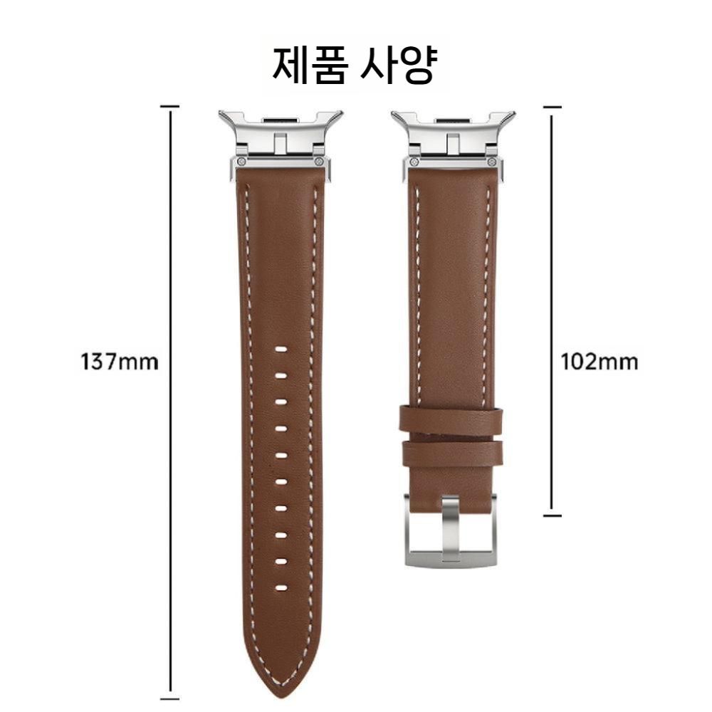 갤럭시워치9 스트랩 아머 금속 헤드 스티칭 스트라이프 손목 밴드 - 상세 이미지 4