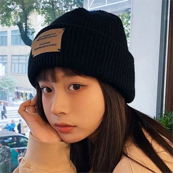 꾸안꾸 여성 롱 비니 스트릿 남성 롱 비니 레터링 데일리 - 상품 이미지