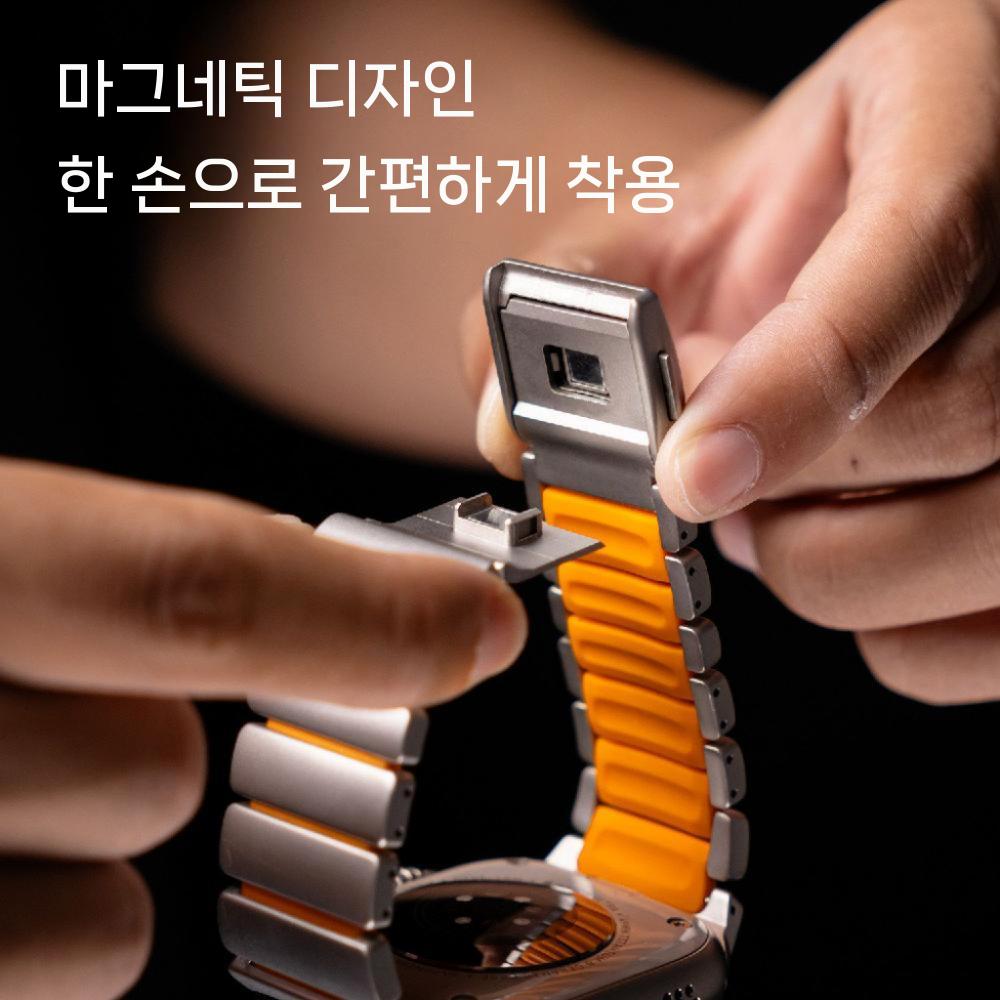 갤럭시워치 울트라2 스트랩 티타늄 알로이 메탈 자석 스틸 버터플라이 밴드 - 상세 이미지 2