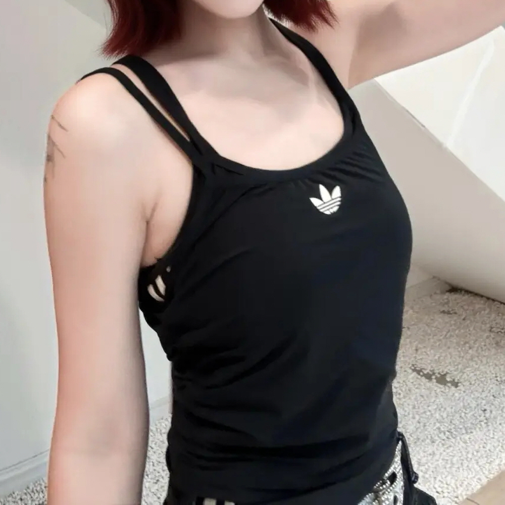 아디다스 오리지널 W 더블 레이어드 탱크 탑 민소매 나시 블랙 KW4524 - 상세 이미지 2