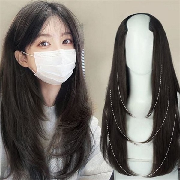 풍성한 볼륨 업 헤어 피스 웨이브 레이어드 헤어 피스 붙임머리 - 상품 이미지