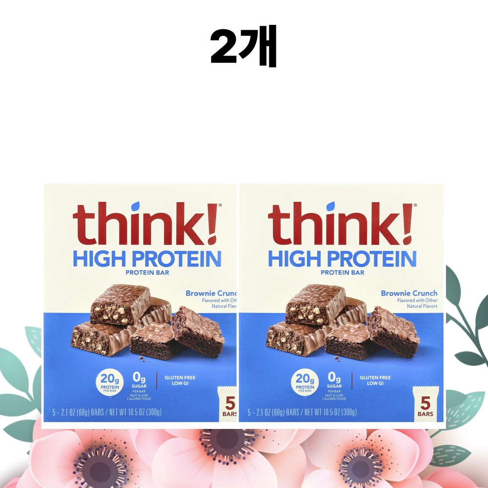 띵크 프로틴바 브라우니크런치맛 5개입 60g, 2개 - 상품 이미지