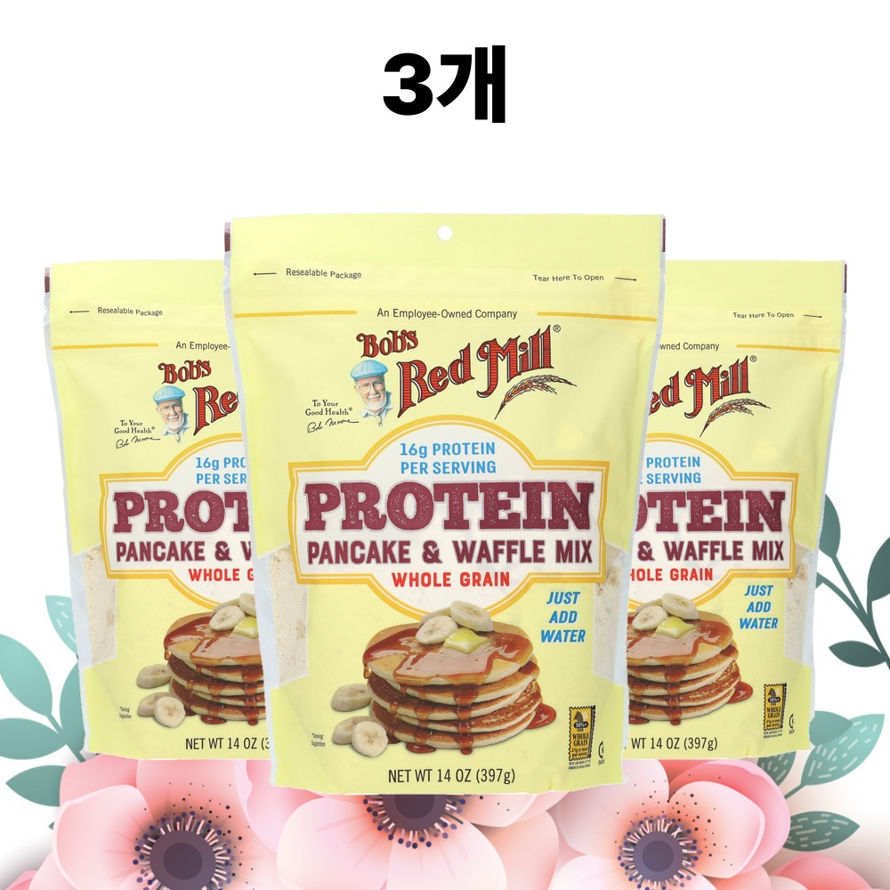 프로틴 팬케이크 와플믹스 홀그레인 밥스레드밀 통곡물 397g, 3개 - 상품 이미지