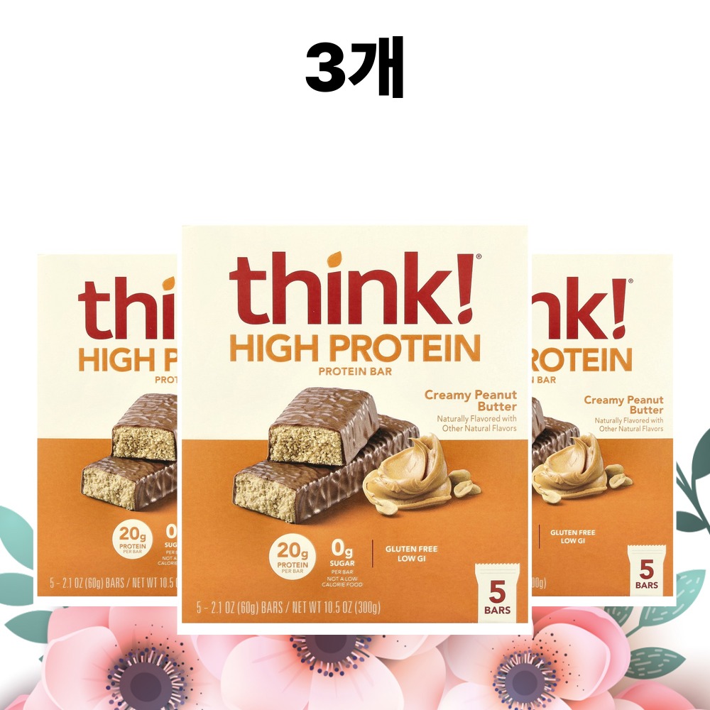 띵크 프로틴바 피넛버터맛 5개입 60g, 3개 - 상품 이미지