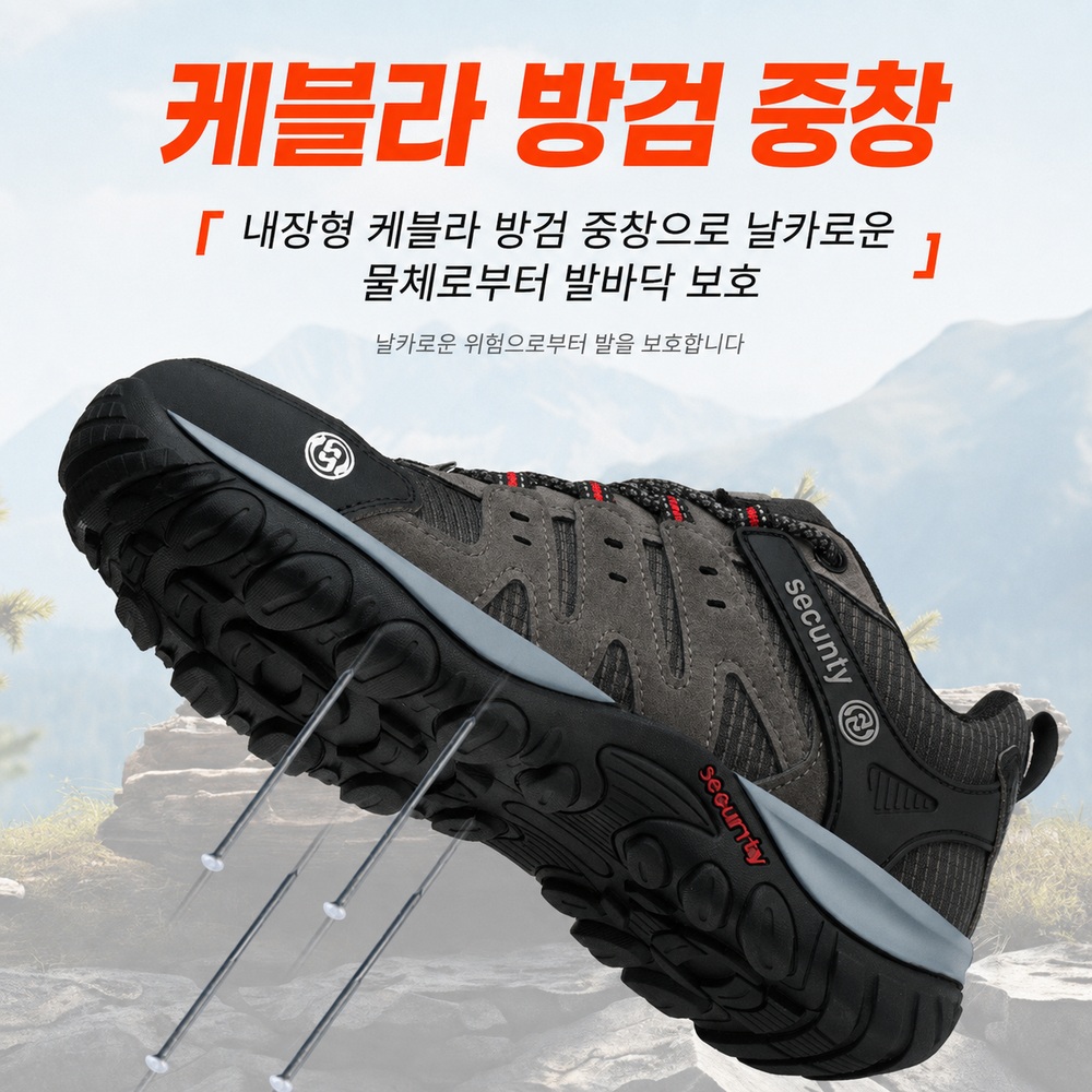 남성 경량 안전화 보호토캡 메쉬 통기성 미끄럼방지 현장 작업화 - 상세 이미지 4