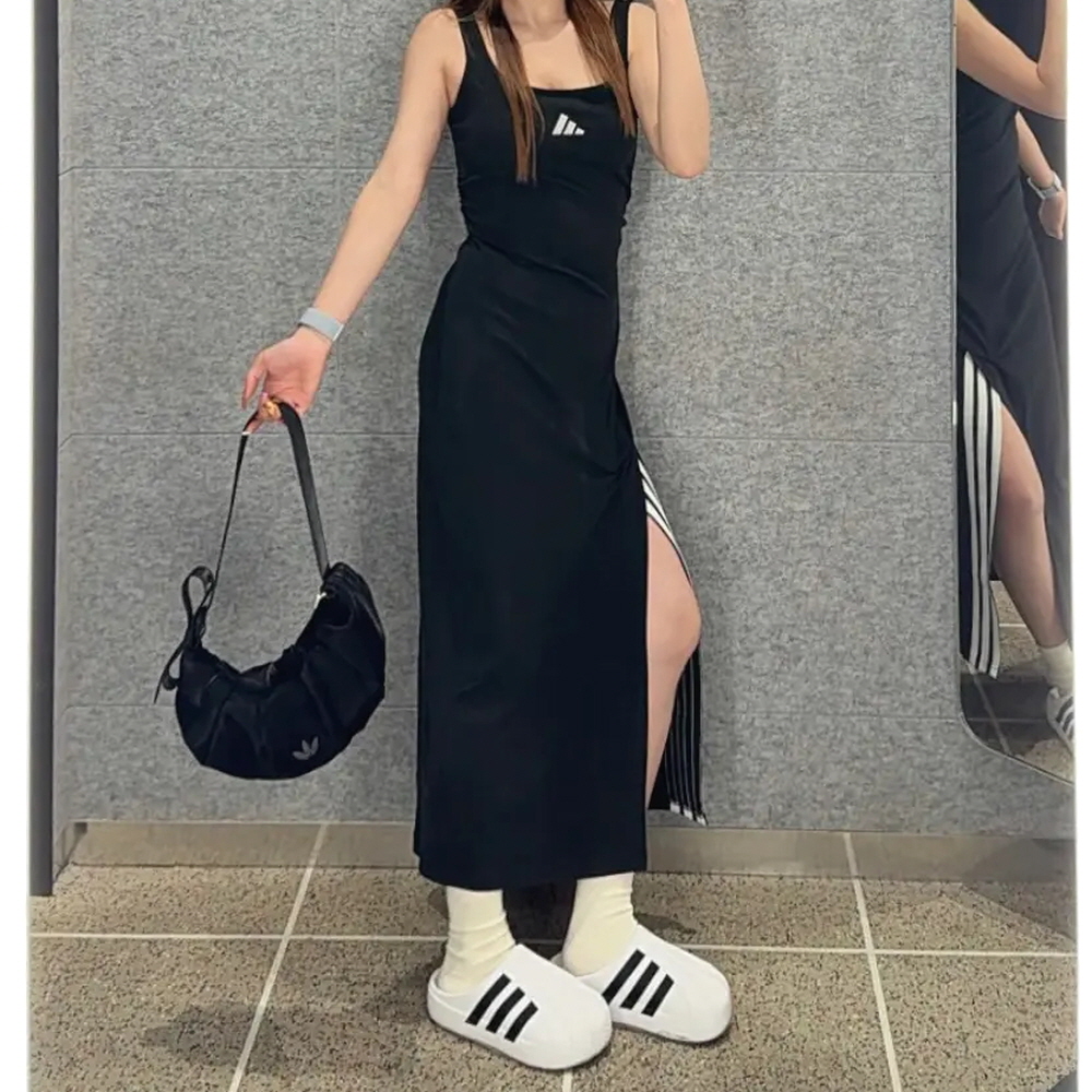 아디다스 우먼스 스토리 롱 드레스 옆트임 나시 원피스 블랙 KB7758 - 상세 이미지 2