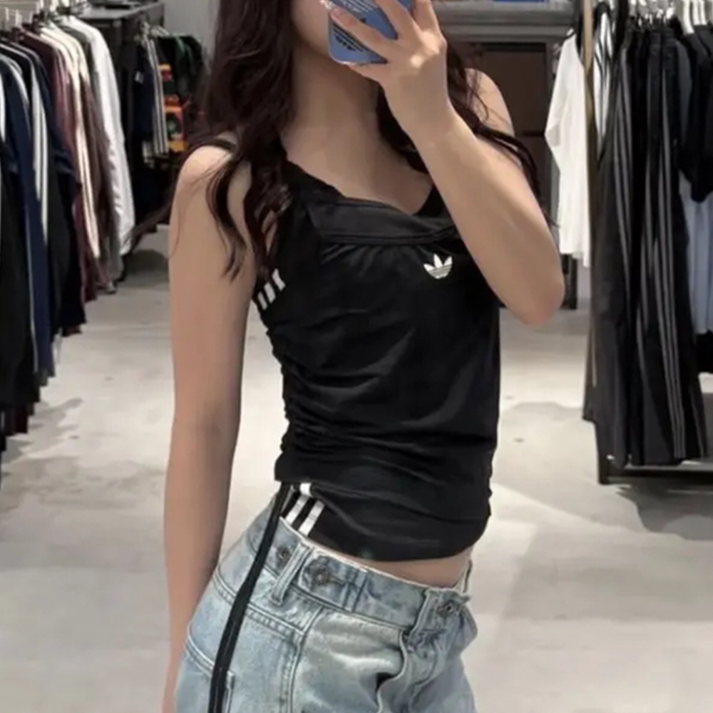 아디다스 오리지널 W 더블 레이어드 탱크 탑 민소매 나시 블랙 KW4524 이미지 7