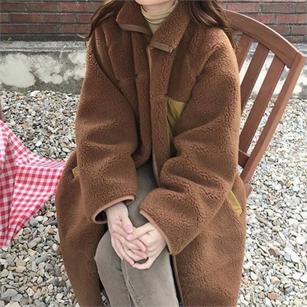 빅사이즈 여성 롱 후리스 자켓 루즈핏 여성 오버핏 후리스 뽀글이 - 상품 이미지