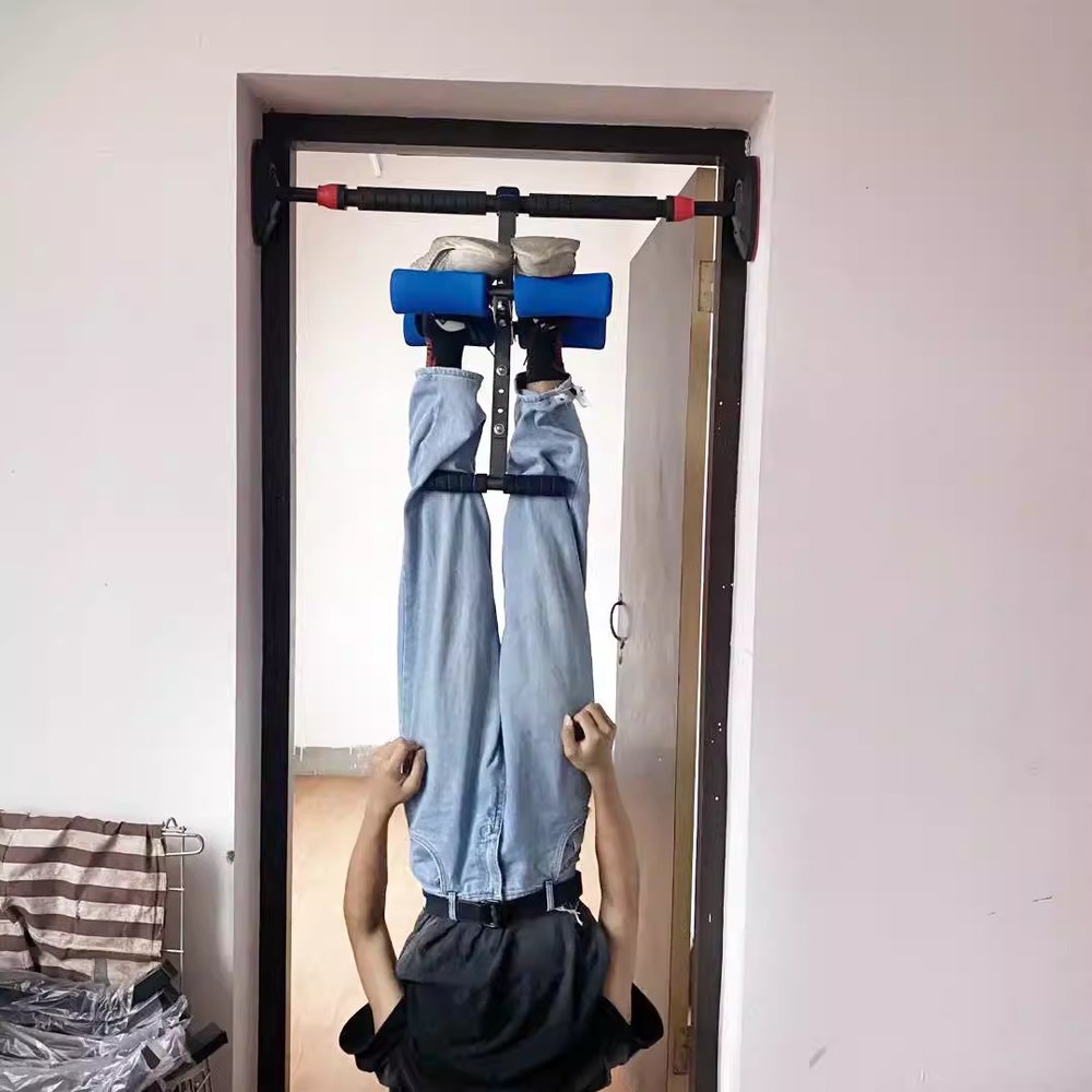 철봉 거꾸리 물구나무 휴대용 홈트 매달리기 발걸이 일반형 블루 거꾸로 장치 - 상품 이미지