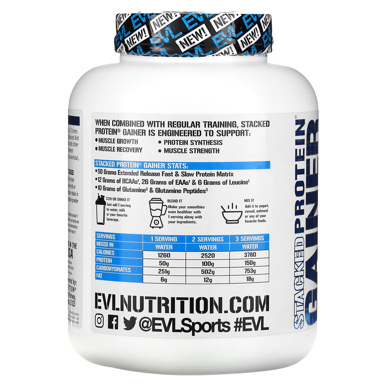 EVL 프로틴 게이너 더블리치 초콜릿맛 단백질보충제 2.72kg, 1개 이미지 7