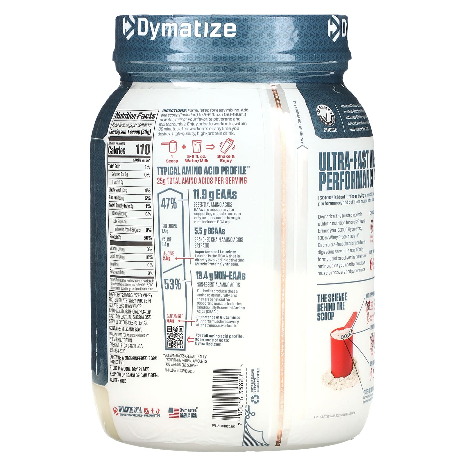 Dymatize ISO100 웨이프로틴 아이솔레이트 바닐라맛 610g, 1개 - 상세 이미지 3