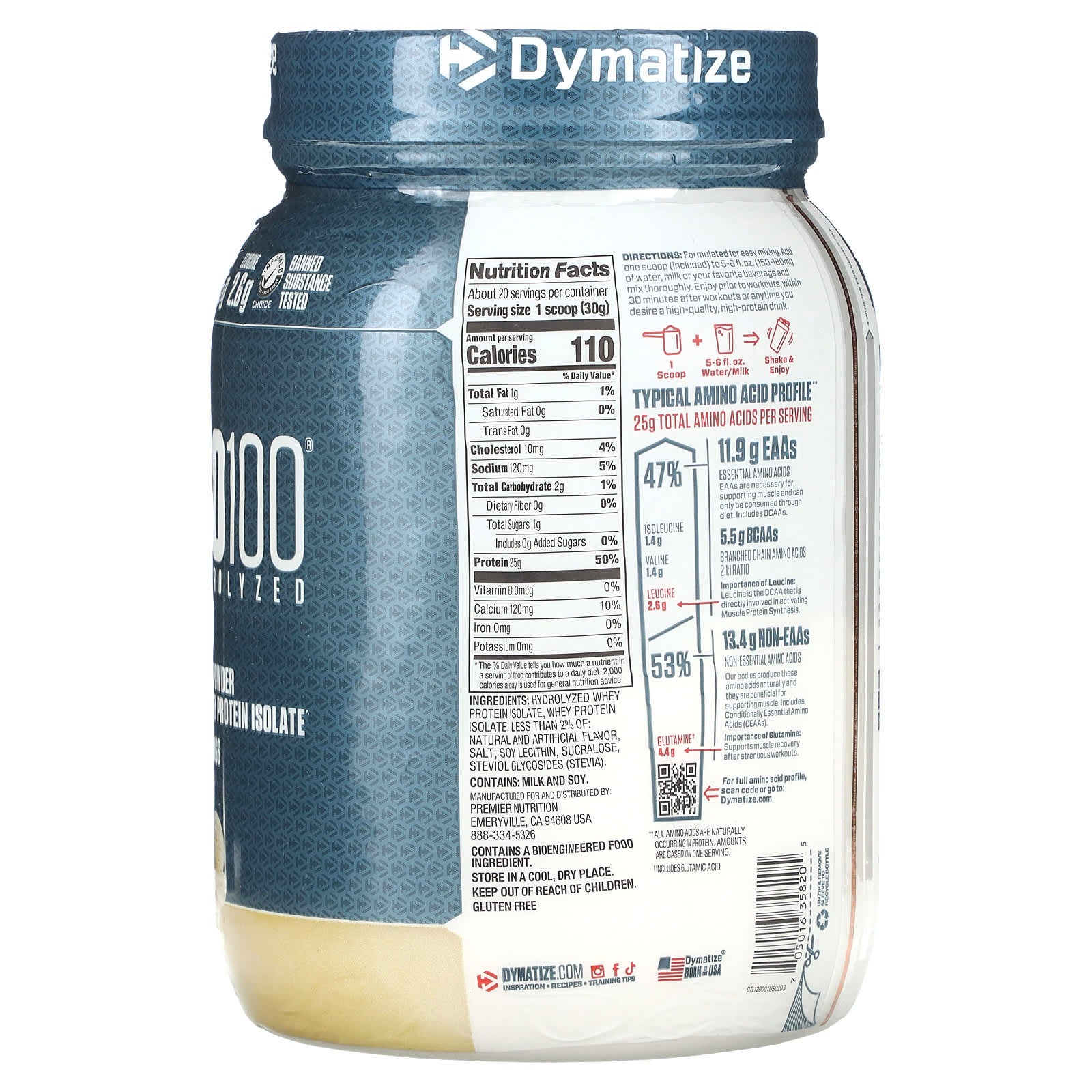 Dymatize ISO100 웨이프로틴 아이솔레이트 바닐라맛 610g, 1개 - 상세 이미지 2