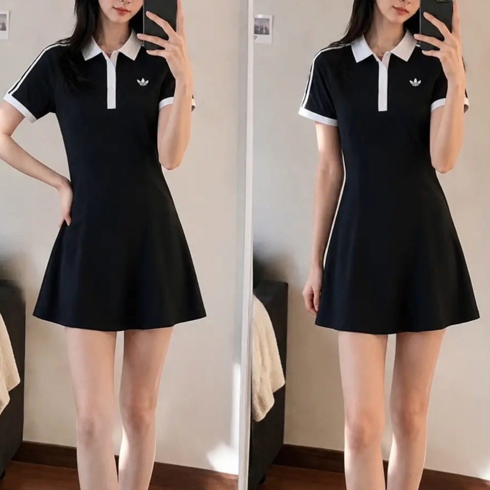 아디다스 우먼스 오리지널 클래식 슬림핏 반팔 원피스 드레스 블랙 LG4962 캐주얼룩 스포티룩 여성캐주얼 이미지 8