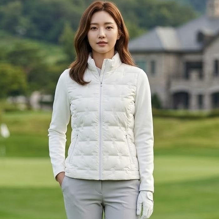 볼빅 골프 간절기 필드룩 하이브리드 튜브 하이넥 구스다운 패딩점퍼 - 상품 이미지
