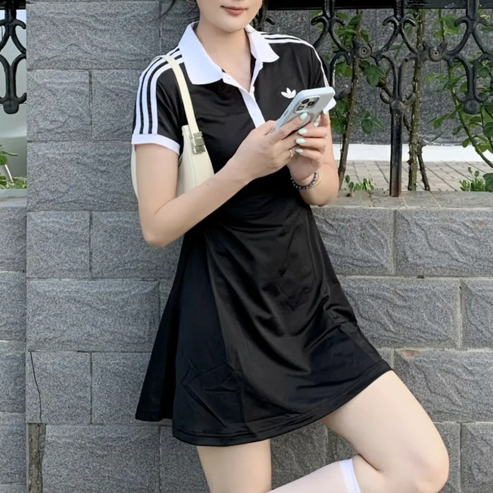아디다스 우먼스 오리지널 클래식 슬림핏 반팔 원피스 드레스 블랙 LG4962 캐주얼룩 스포티룩 여성캐주얼 - 상세 이미지 3