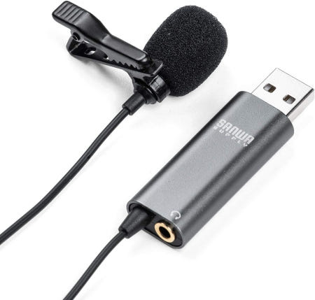 サンワダイレクト [해외]이어폰 및 스피커와 호환되는 Zoom Skype YouTube용 산와 다이렉트 400MC07 USB 핀 마이크 콘덴서 one