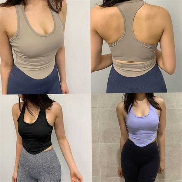 스포츠브라 여성 크롭 브라 탑 레이서 여성 패드 일체형 브라 - 상세 이미지 2
