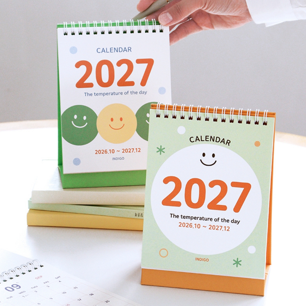 2027 미니 탁상달력 27년 작은 책상 달력 스케줄 데스크 캘린더 그린, 1개 - 상품 이미지
