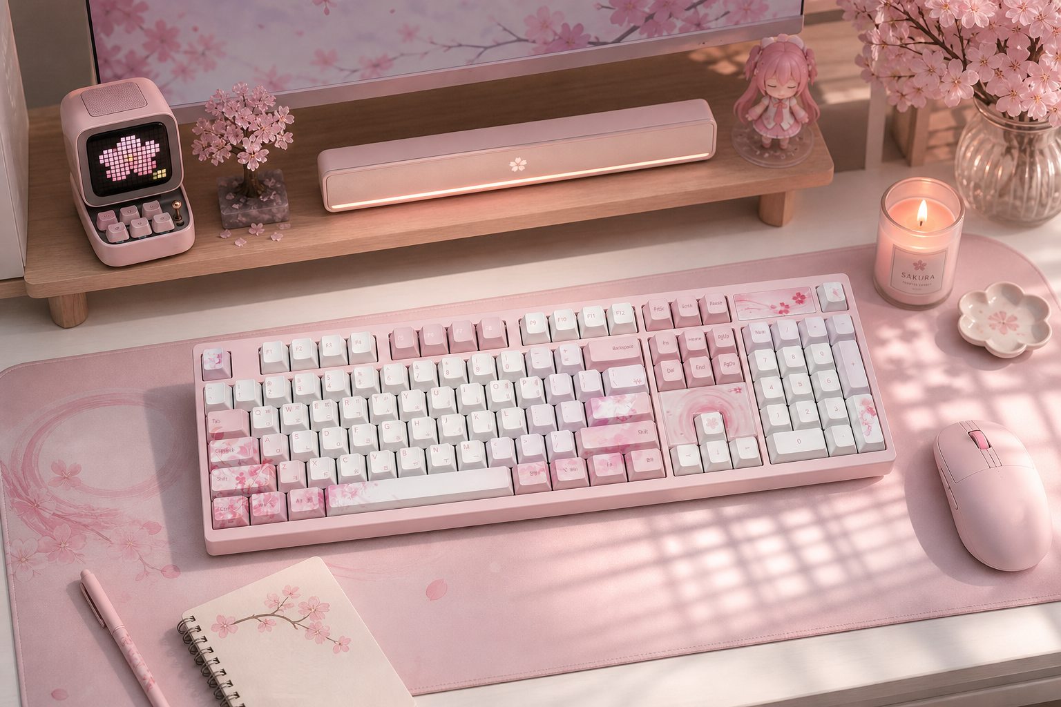 VARMILO VA100 유무선 풀배열 VIA 기계식 키보드 펀키스 정품 Sakura, 보이스축 - 메인 이미지