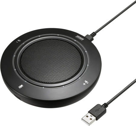 サンワサプライ(Sanwa Supply) [해외]산와 공급 MMMC36 USB 스피커폰 마이크 웹 컨퍼런스 텔레워크 유선 연결 팀 줌 스카이프 블랙과 호환 가능