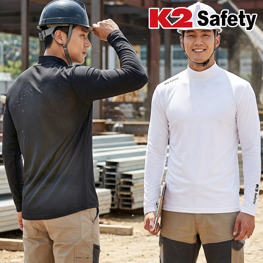 K2 세이프티 노가다 작업복 냉감티 여름 등산 반목티 통풍 메쉬 아이스 등산복상의 - 상품 이미지