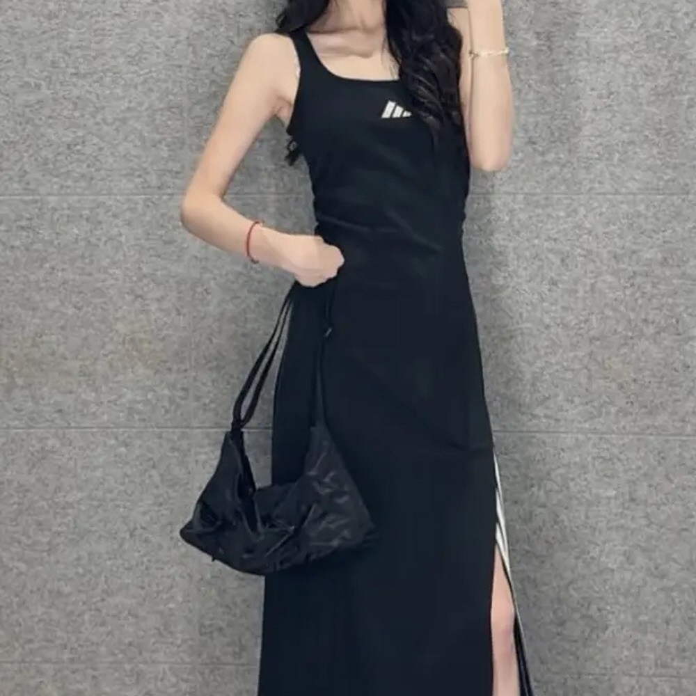 아디다스 우먼스 스토리 롱 드레스 옆트임 나시 원피스 블랙 KB7758 이미지 6