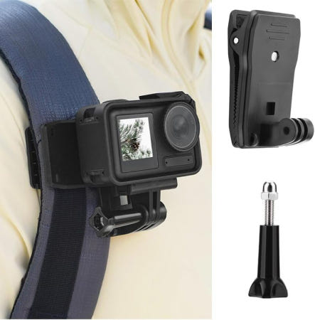 [해외]DJI 오스모 액션 6/5 Pro/ACTION 4 3/OSMO 포켓 4P 3 2/Gopro Hero 2 0 9 8 360 회전 백팩 클립 마운트 Insta360 Go 울트라