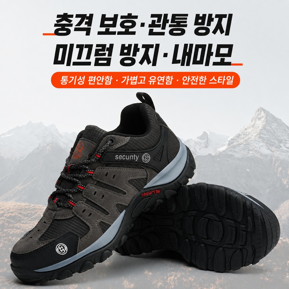 남성 경량 안전화 보호토캡 메쉬 통기성 미끄럼방지 현장 작업화 - 상세 이미지 2