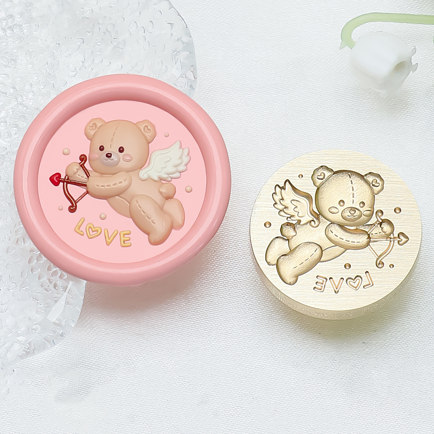 실링왁스 인장 스탬프 헤드 곰인형 테디 테마 사랑곰, (2.5cm) - 상품 이미지