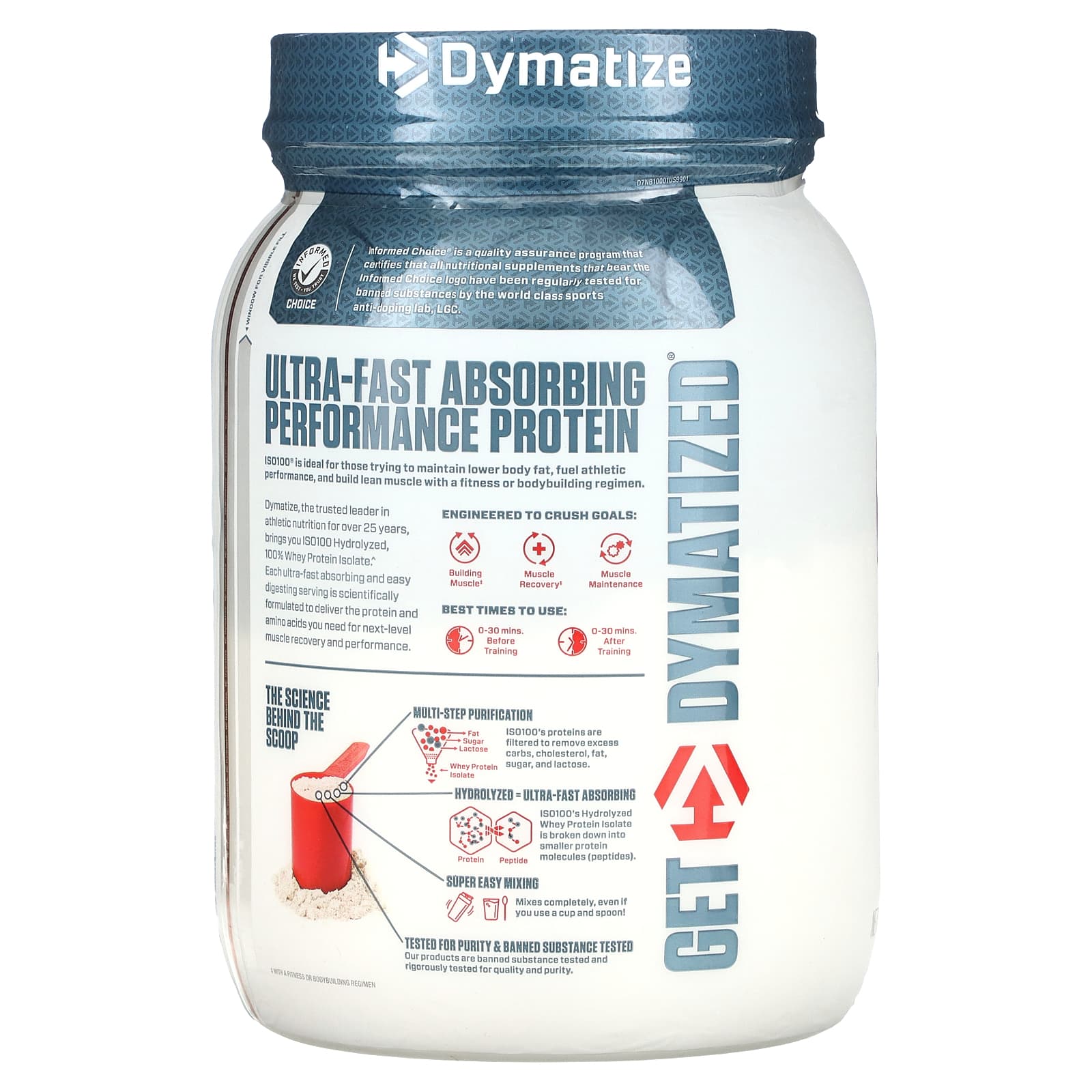 Dymatize ISO100 웨이프로틴 아이솔레이트 바닐라맛 610g, 1개 이미지 7