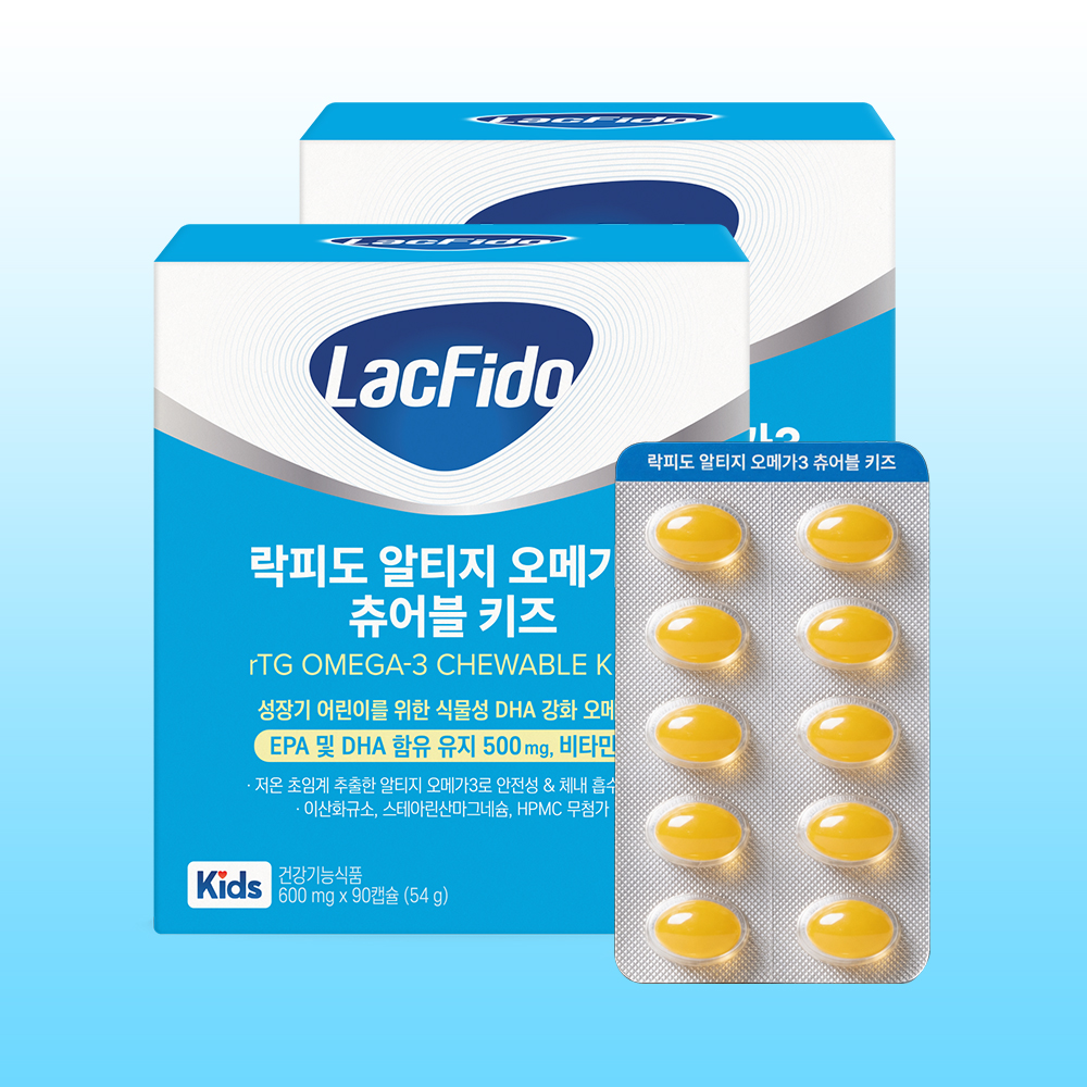 락피도 rTG 오메가3 츄어블 키즈 어린이영양제 EPA DHA 비타민E 90캡슐, 2개 - 상품 이미지