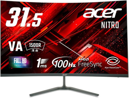 [해외]Acer Nitro ED320QRHbmix 커브드 게이밍 모니터 35인치 와이드 풀 HD 매트 시야각 VA 00Hz ms(VRB) AMD 프리싱크 35 type VA / 0