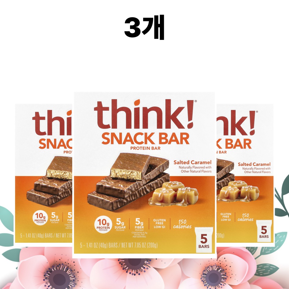 띵크 프로틴바 솔티드 카라멜맛 5개입 40g, 3개 - 상품 이미지