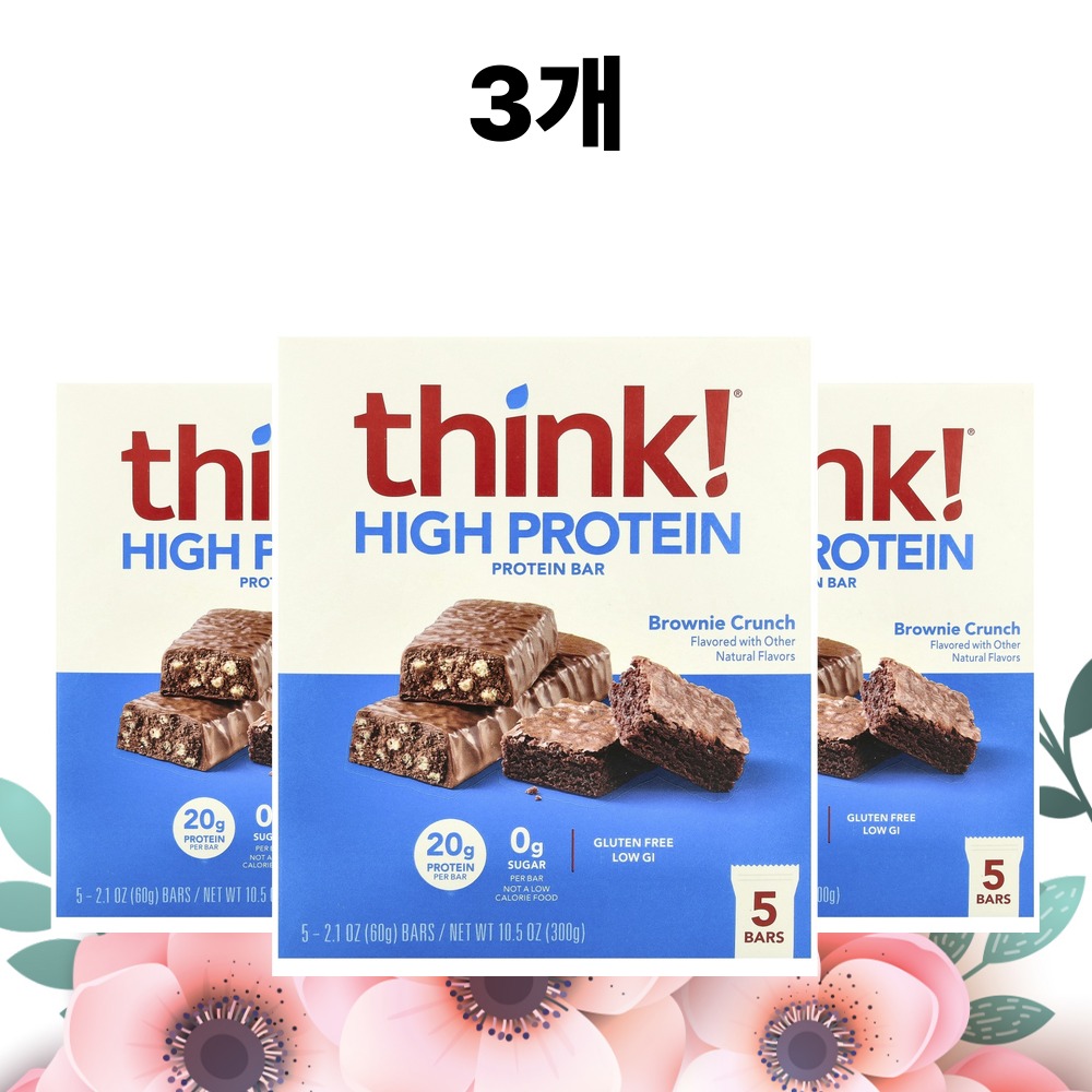 띵크 프로틴바 브라우니크런치맛 5개입 60g, 3개 - 상품 이미지