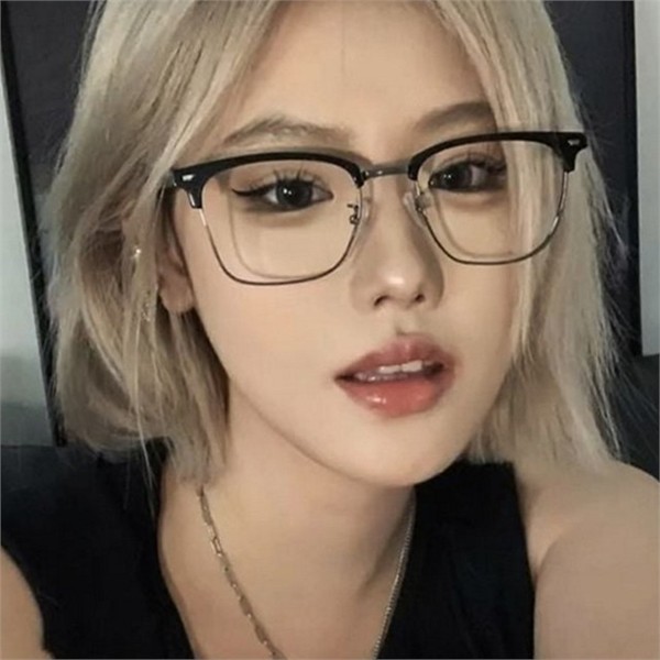 하금테 차단 안경 투명 차단 반뿔테 컴퓨터 직장인 패션 청광 - 상품 이미지
