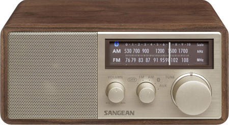 [해외]FM/AM 라디오 호두가 장착된 SANGEAN WR302 블루투스 스피커(블루투스 호환) walnut