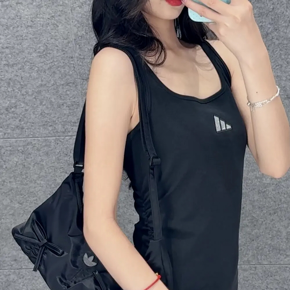 아디다스 우먼스 스토리 롱 드레스 옆트임 나시 원피스 블랙 KB7758 이미지 8