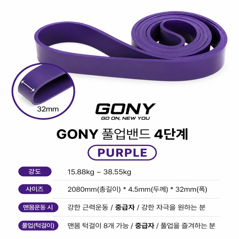 GONY 턱걸이밴드 풀업밴드 철봉 턱걸이 재활 튜빙 - 상세 이미지 5