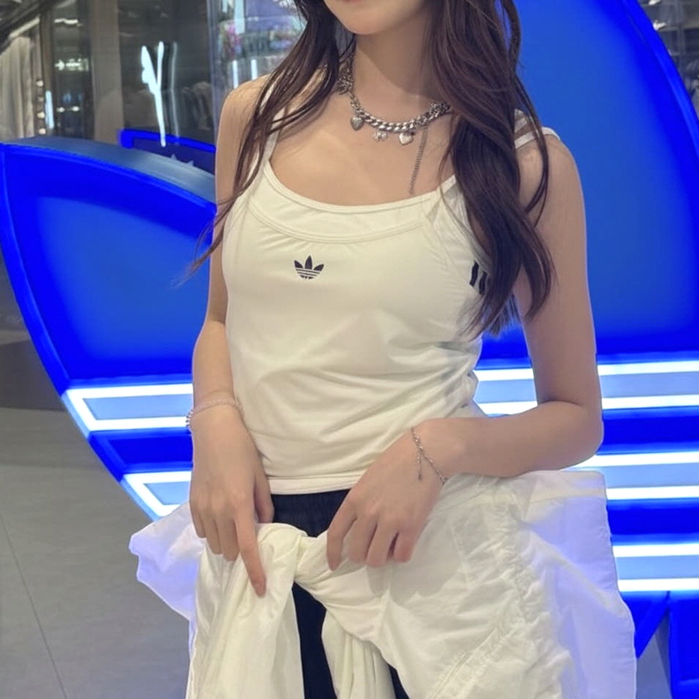 아디다스 오리지널 W 더블 레이어드 탱크 탑 민소매 나시 화이트 KW4525 - 상품 이미지