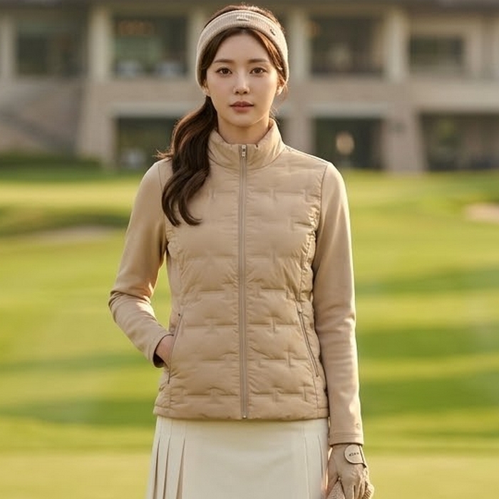볼빅 골프 간절기 필드룩 하이브리드 튜브 하이넥 구스다운 패딩점퍼 - 상품 이미지
