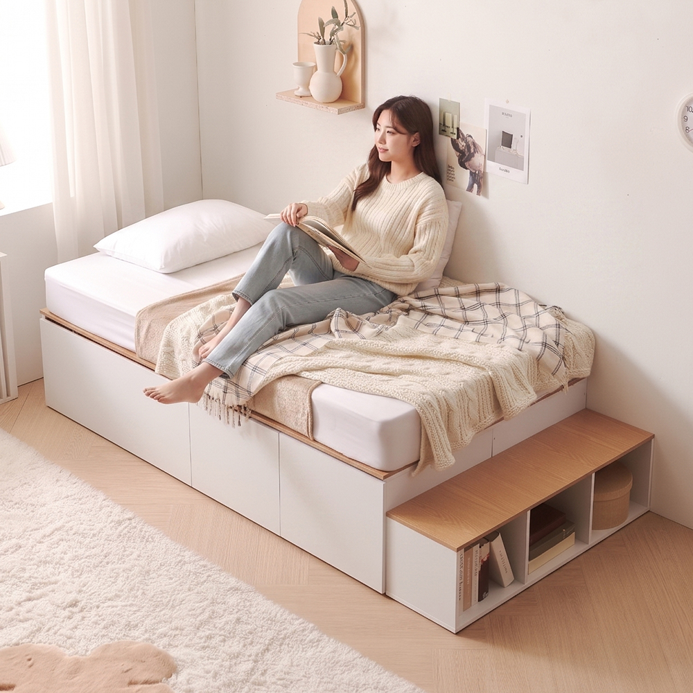 블록 빅수납 서랍 수납형 침대 프레임 SS - 상세 이미지 2