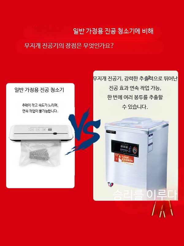 업소용 진공 포장기 고기 정육 생선 음식 포장 배달 340 데스크형-동심 단일펌프-건습 겸용 - 상세 이미지 3