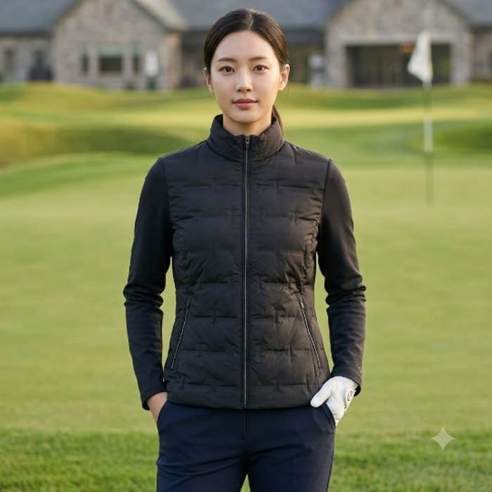 볼빅 골프 간절기 필드룩 하이브리드 튜브 하이넥 구스다운 패딩점퍼 - 상품 이미지
