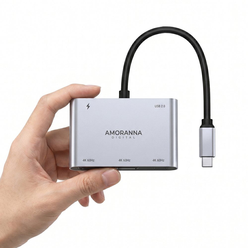 아모란나 C타입 HDMI DP USB C 젠더 분배기 노트북 화면 확장 5in1 MST - 상세 이미지 3
