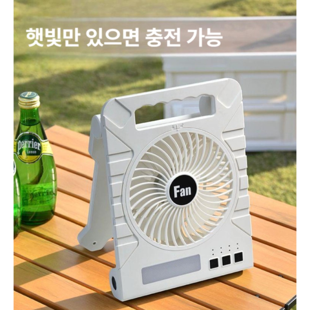 태양광 충전식 신형 차량용 휴대용 미니 usb 데스크탑 캠핑 사무실 광USB 듀얼 충전 대형 팬 - 상품 이미지