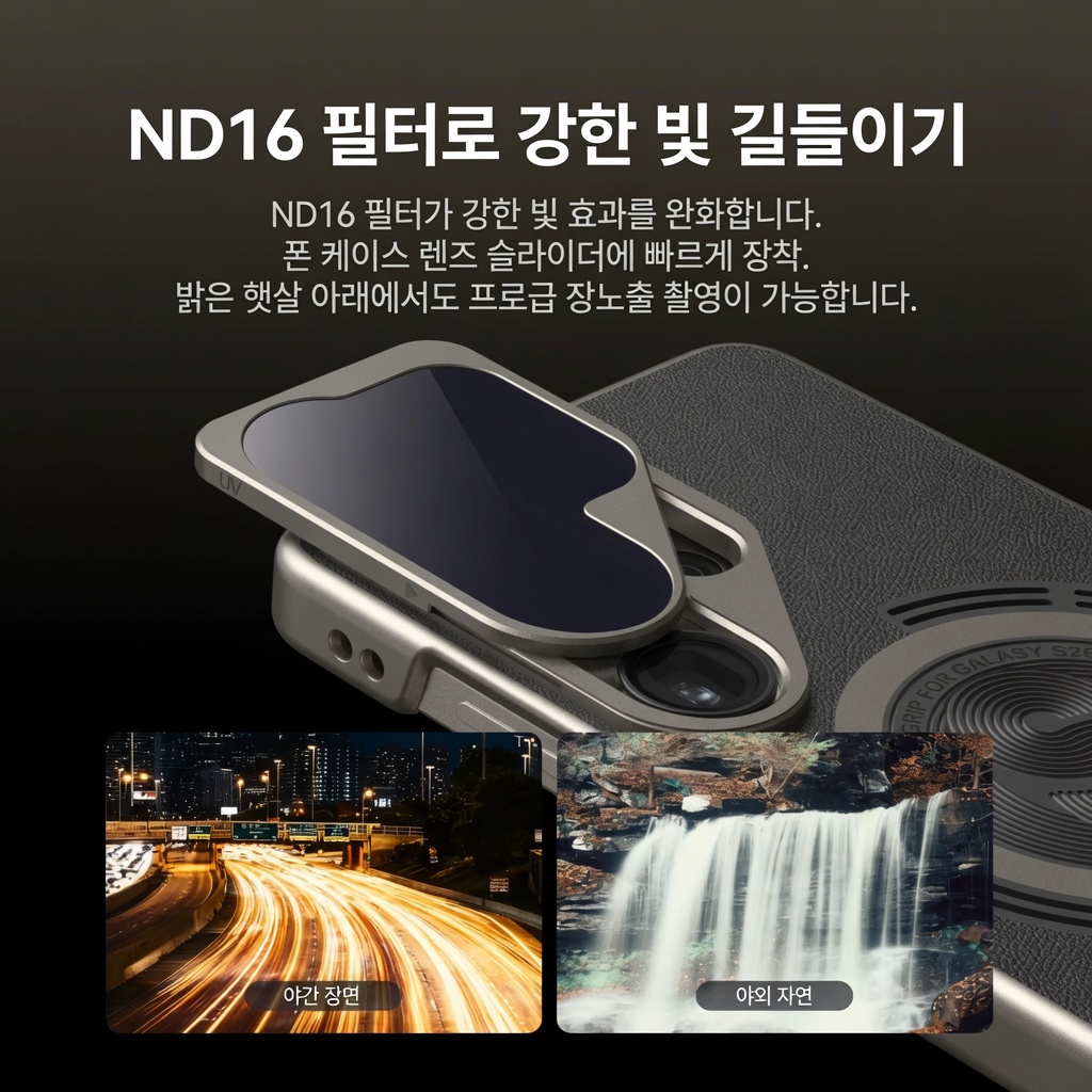 텔레신 갤럭시 S26 울트라 마그네틱 카메라 그립 3200mAh 촬영키트 ND16 필라이트 - 상세 이미지 5
