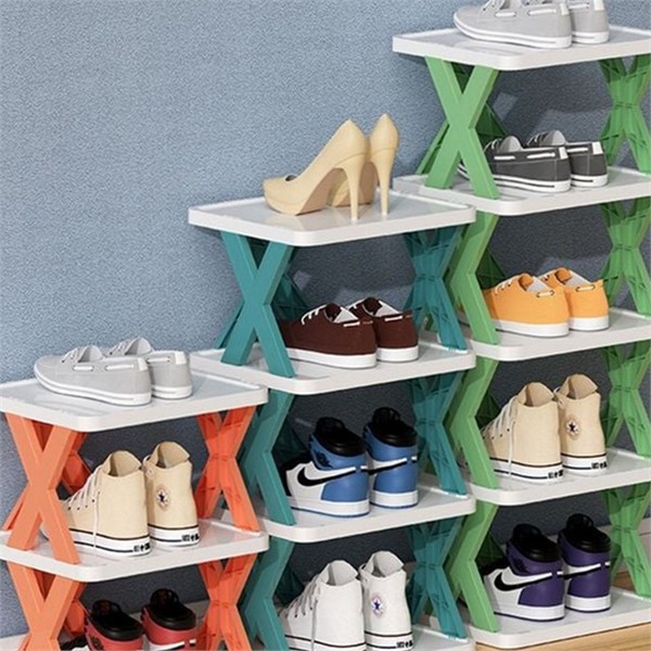 다용도 간이 신발 정리대 3단 좁은 조립식 신발장 수납 - 상품 이미지