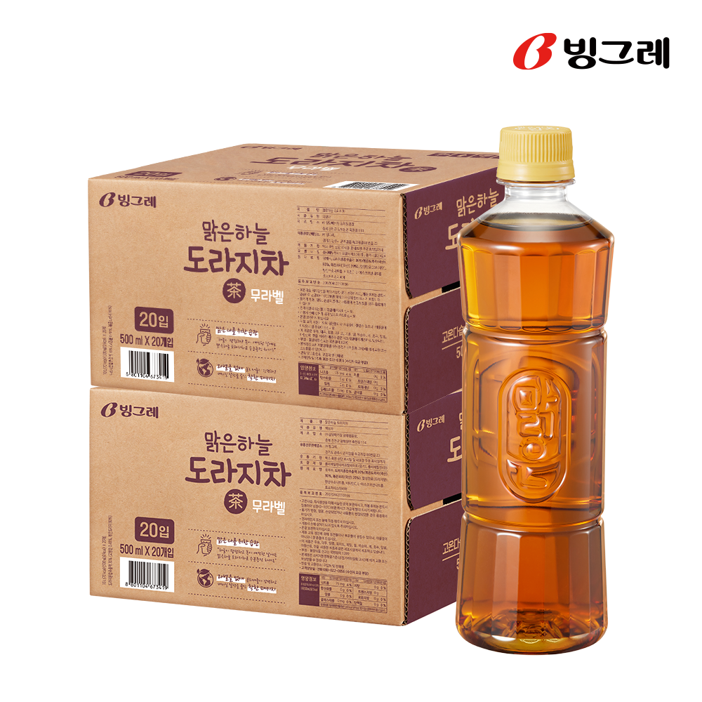 [500원 적립] 빙그레 맑은 하늘 도라지차, 500ml, 40개 - 상품 이미지
