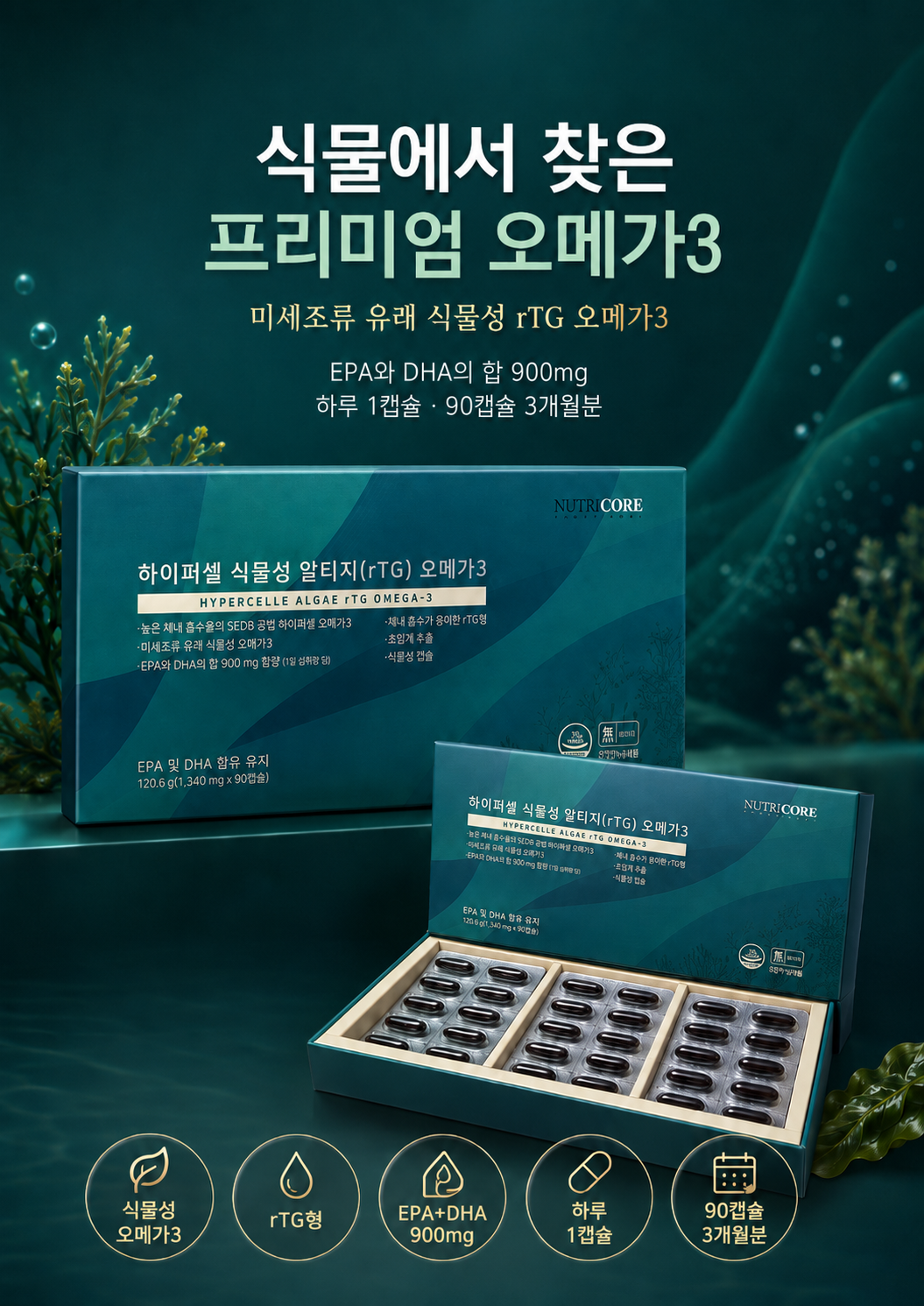 뉴트리코어 하이퍼셀 식물성 알티지 오메가3 1,340mg x 90 캡슐 3개월분 이미지 7